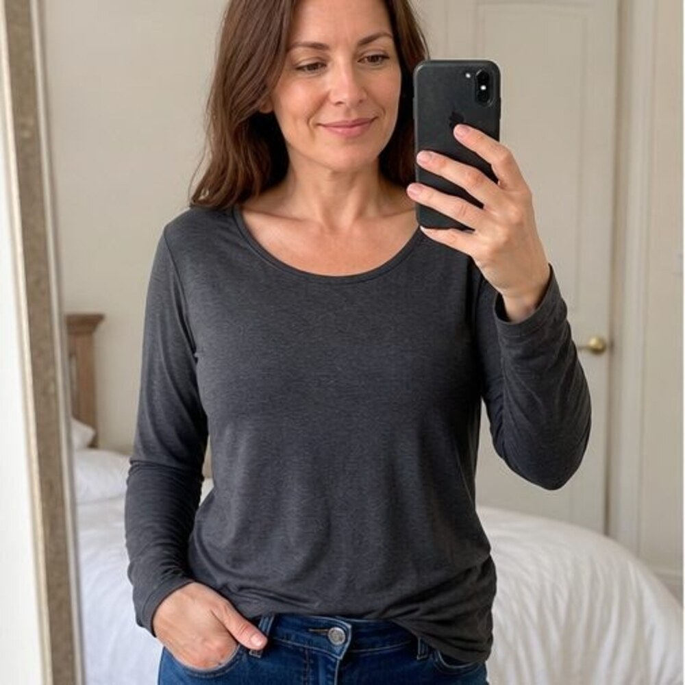 Gray Smocked Top - Picture 2 of 6